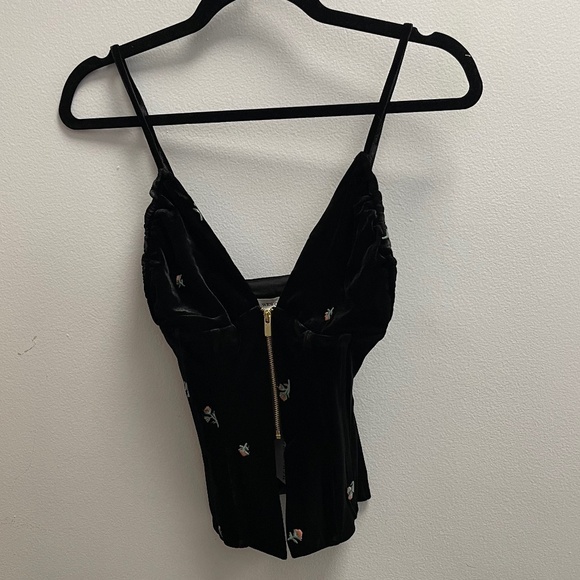 WeWoreWhat Embroidered Velvet Peplum Corset - Size 0 - NWT - Picture 3 of 6